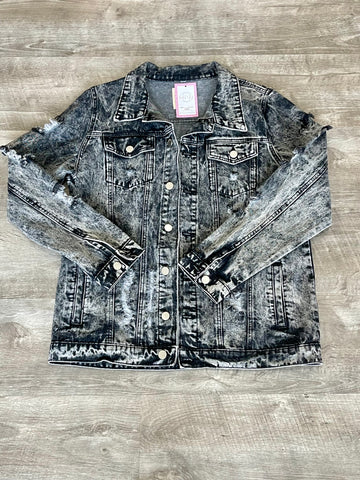 Distressed Charcoal Jean Jacket
