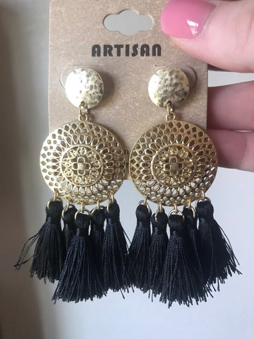 Earrings - Tassel Black